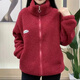 KLEDBOY好而優(yōu)服飾店冬季顆粒絨外套女保暖時尚加厚百搭風(fēng)棉衣KLEDBOY 酒紅色 5XL (150-165斤)