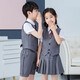 蘿卜唄唄 新款兒童禮服夏季女童禮服小西裝畢業(yè)服幼兒園男女舞臺大合唱演出服表演服 男童灰色四件套（馬甲+短褲+襯衫+領(lǐng)帶） 130cm建議體重43-50斤