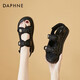 達(dá)芙妮（DAPHNE）涼鞋女夏夏季新款學(xué)生平底單鞋魔術(shù)貼運(yùn)動厚底增高小香風(fēng)休閑 黑色 37 (235mm) 標(biāo)準(zhǔn)碼