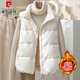 皮爾卡丹羽絨棉馬甲女秋冬2025新款寬松顯瘦輕薄羽絨棉外穿坎肩短款馬夾 米白色 XL 110斤-125斤