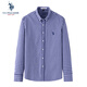 U.S. POLO ASSN.襯衫男長(zhǎng)袖秋季純色棉格子休閑寬松免燙男士襯衣正裝