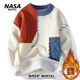 NASA MARVEL毛衣男秋冬新款加絨加厚潮流保暖寬松針織衫休閑百搭青少年打底衫 橙色（加絨） XL （建議125-140斤）