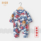 長(cháng)命富貴 新生嬰兒周歲衣服連體衣純棉無(wú)骨0-1歲寶寶滿(mǎn)月百天百日宴周歲禮服長(cháng)袖薄款哈衣爬服 錦鯉逐浪-夏季薄款 66cm