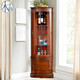 木平面 美式角柜歐式實(shí)木角落柜 客廳餐廳玻璃門(mén)轉角酒柜別墅仿古墻角柜 板栗色40*40*180CM