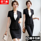 蒂蘭薇職業(yè)裝女裝套裝小西裝女短袖夏裝新款女士正裝外套前臺酒店專(zhuān)柜面試銷(xiāo)售售樓部黑色西服 短袖:黑色外套+褲子(送吊帶) 4XL(建議：140-150斤以?xún)?
