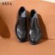 他她（TATA）商務(wù)休閑皮鞋男士棕色英倫真皮牛津鞋秋新款MFB01CM4 黑色 39