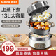 蘇泊爾（SUPOR） 電蒸鍋家用多用途鍋多功能電熱鍋電煮鍋電鍋電火鍋三層10L大容量蒸包子鍋 ZN28YK807-150