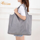 夢(mèng)達威婭大容量防水買(mǎi)菜包購物袋折疊挎包超市環(huán)保袋輕便手提袋純色牛津布 灰色/大號53*38+26cm  （承30斤 超大特能裝） 1只裝