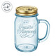 BORMIOLI ROCCO 意大利進(jìn)口 玻璃杯 公雞杯梅森杯帶把果汁牛奶杯帶蓋水杯子 3.57754 藍色 415ml 1只