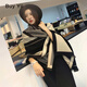 BuyYii圍巾披肩女空調(diào)房兩用秋冬長款加厚保暖雙面仿羊絨辦公室護頸椎 WJ-04黑米拼色