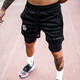 GEKM肌肉健身兄弟夏雙層運動(dòng)休閑短褲男跑步訓練彈力假兩件速干五分褲 黑色黑內襯 L 【建議120-140斤】