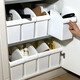 韓龍（HANLONG） 廚房桌面收納盒儲物箱臺面碗碟鍋蓋調味調料品收納箱抽屜式收納筐 三個(gè)白色