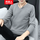 在佐  長(cháng)袖t恤男修身打底衫秋冬季新款男士中青年大碼男裝長(cháng)袖上衣t恤 淺灰色 XL