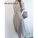 hk jack tao連衣裙 香港潮牌灰色雪紡長(cháng)裙春夏款修身顯瘦氣質(zhì)V領(lǐng)設計感襯衫裙 圖片色 XL