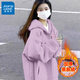 真維斯（JEANSWEST）衛衣外套女秋冬季新款百搭小眾休閑寬松厚款連帽開(kāi)衫女學(xué)生上衣服 加絨 香芋紫 愛(ài)心線(xiàn)粉_K L