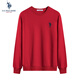 U.S. POLO ASSN.衛衣男春秋季新款圓領(lǐng)運動(dòng)休閑服外套保羅男士t恤上衣服紅L