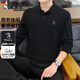 啄木鳥(niǎo)（TUCANO）長(cháng)袖t恤男純棉翻領(lǐng)polo衫商務(wù)休閑通勤舒適百搭上衣男裝黑色 2XL
