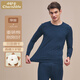 小護士保暖內衣 男女厚重磅棉秋衣秋褲套裝 雙面織磨毛高腰大護膝 男-藏青 XL /175/105 -尺碼偏大