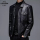 老爺車(chē)真皮皮衣男士機車(chē)皮夾克秋冬季海寧綿羊皮翻領(lǐng)中年加絨外套爸爸裝 黑色 L 175/88A -建議(110-130