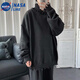 NASALIKE 高領(lǐng)毛衣男慵懶風(fēng)寬松夏冬款韓版潮流ins不規(guī)則針織衫情侶裝線衣 MY9001黑色 L