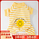 嬉皮狗小狗狗夏季薄款四腳衣服比熊博美寵物貓咪小型幼犬泰迪家居服睡衣 黃條笑臉 S（建議體重3-5斤）