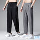 彼愛(ài)詩(shī)夏季薄款褲子男士冰絲速干2023新款寬松運動(dòng)潮流百搭束腳休閑長(cháng)褲 黑色+灰色【平腳2條裝】 5XL (建議175-200斤)