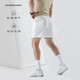 SOSOLEMON跑步短褲男夏季拉鏈口袋輕薄高彈力健身四分運(yùn)動(dòng)速干褲 白色 偏米白 L