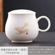千德萬(wàn)錦羊脂玉白瓷茶杯茶水分離陶瓷中式馬克杯帶蓋高級感輕奢杯子定制 蘋(píng)果杯雕刻荷花（簡(jiǎn)裝）350ml1只