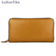 LUXUNTIKA新款多卡位長(cháng)款真皮錢(qián)包男手拿包男女通用RFID屏蔽卡包真皮手拿包 黃色