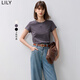 LILY秋新款女裝全棉百搭通勤修身顯瘦小飛袖純色簡(jiǎn)約T恤短袖 509深灰 S