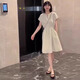 燕潯2025新款法式精致氣質白色小個子短袖收腰連衣裙子女裝夏季 圖片連衣裙 L (建議110-125斤)