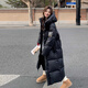 韓璐嬌（hanlujiao）黑金羽絨棉服女2024年冬季新款韓版寬松長款過膝棉衣加厚棉襖外套 黑色（升級加厚款） S 【建議80-105斤】