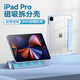 堡立 ipadpro保護殼套蘋(píng)果平板Air5透明磁吸帶筆槽亞克力三折全包防摔硅膠硬殼軟邊框保護套11英寸7代 天云藍 適用iPadPro11寸（20/21/22款通用）