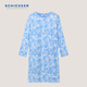 舒雅（Schiesser）女士圓領(lǐng)純棉印花短裙連衣裙家居服睡裙E1/23211D 粉藍 XL
