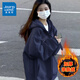 真維斯（JEANSWEST）衛衣女春秋冬季新款加絨開(kāi)衫外套女裝連帽上衣潮流寬松學(xué)生慵懶風(fēng) 加絨 藏青 KS樂(lè )隊 L