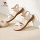 駱駝（CAMEL）時尚休閑沙灘運動涼鞋法式一字帶厚底涼鞋女 L24M022622米白 37