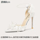 Lily Wei【奶酪甜心】白色高跟鞋溫柔一字帶涼鞋時裝女鞋2025新款 白色【跟高8cm】 37