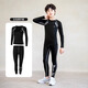 回力兒童籃球服運動(dòng)套裝春秋跑步速干緊身衣打底長(cháng)袖男童訓練服 灰色線(xiàn)條兩件套 【常規款】 160 【推薦150-160CM、80-90斤】