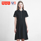 費雪（Fisher-Price）美國費雪孕婦連衣裙夏季大碼寬松POLO領(lǐng)上衣小個(gè)子短袖新款孕婦裝 黑色連衣裙 M【100-120斤適穿】