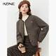 KBNE咖色針織毛呢外套2025新款短款外套氣質(zhì)夾克長(cháng)袖毛衣春秋冬女 咖啡色 M