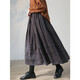 偶蔓100支苧麻輕薄飄逸大擺裙 日系甜美純色半身長(cháng)裙子女2026新 水洗灰 均碼