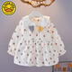 G.DUCKKIDS小黃鴨韓版長(cháng)袖嬰幼兒女童連衣裙1-2-3歲4-5女寶寶公主裙春秋裙子 白色- 80 建議身高75厘米左右-
