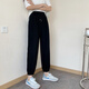 灰色運動棉褲女褲寬松秋季哈倫顯瘦百搭休閑褲ins潮束腳褲 黑色 M