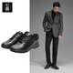 七面（QIMIAN）黑武士-Turbo植鞣牛皮商務(wù)休閑時(shí)尚百塔通勤運動(dòng)真皮皮鞋男士潮 黑色(動(dòng)感款-Uni707U08) 42