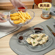格娜斯玻璃餃子盤帶醋碟家用蘸料碟創(chuàng)意卡通小熊分格餐盤小吃大蝦盤2只