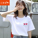 紅蜻蜓 t恤女2025春夏季新款韓版圓領(lǐng)女裝純棉短袖T恤上衣顯瘦打底潮 556#TM+qht 白色短袖 M