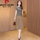 皮爾卡丹新款小個(gè)子連衣裙兩件I套裝女夏季2025百搭洋氣媽i媽高貴夫顯高裙 卡其(兩件I套) XL 【建議110-125斤】