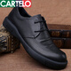 卡帝樂(lè )鱷魚(yú)春季2026新品韓版商務(wù)正裝皮鞋男士真牛皮透氣軟底軟皮休閑鞋子 黑色【單鞋款】 38