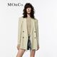 MO&Co.西裝夏亞麻混紡中性墊肩廓形輕薄款透氣時(shí)裝外套摩安珂 日曬綠 S 160