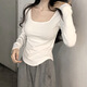 茯見(jiàn) 打底衫女長(zhǎng)袖t恤女士白色可外穿春裝2025新款上衣正肩秋衣 U領(lǐng)打底【L碼白色】建議90-105